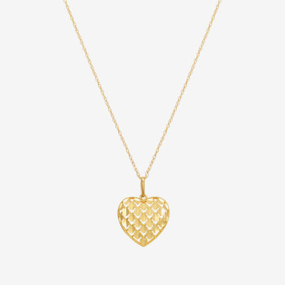 Womens 10K Gold Heart 18 Inch Pendant Necklace