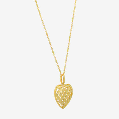 Womens 10K Gold Heart 18 Inch Pendant Necklace