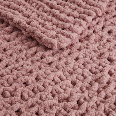 Madison Park Chenille Handmade Chunky Knit Lightweight Throw