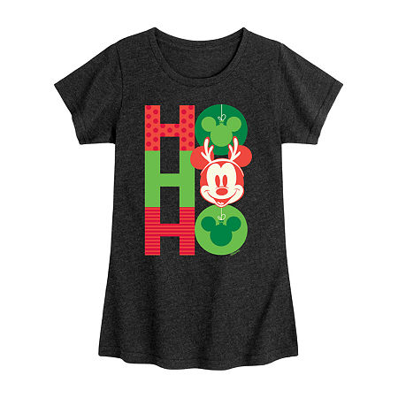 Disney Collection Girls Round Neck Short Sleeve Minnie Mouse Graphic T-Shirt, Small, Black