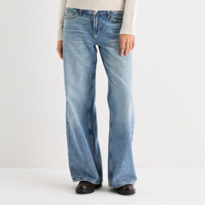 Arizona Straight Womens Juniors Short Low Rise Baggy Fit Jean