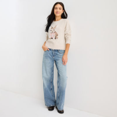 Arizona Straight Womens Juniors Short Low Rise Baggy Fit Jean