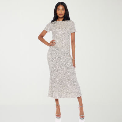 Premier Amour Short Sleeve Sequin Blouse or Sequin Maxi Skirt