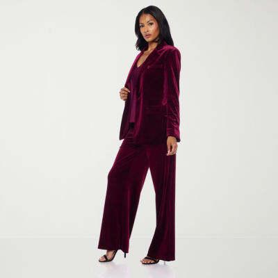Premier Amour Long Sleeve Velvet Blazer or Sleeveless Camisole or Wide Leg Velvet Pant