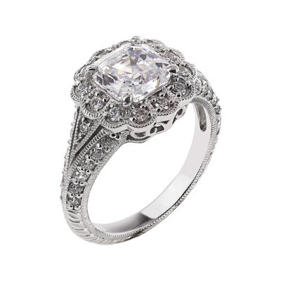 DiamonArt® Cubic Zirconia Sterling Silver Flower-Shaped Ring