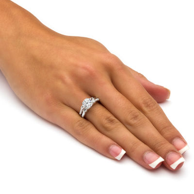 DiamonArt® Womens 3 1/2 CT. T.W White Cubic Zirconia 10K White Gold Bridal Set