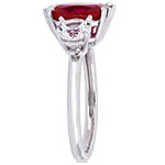 Womens Lab Created Red Ruby 10K White Gold Cocktail Ring
