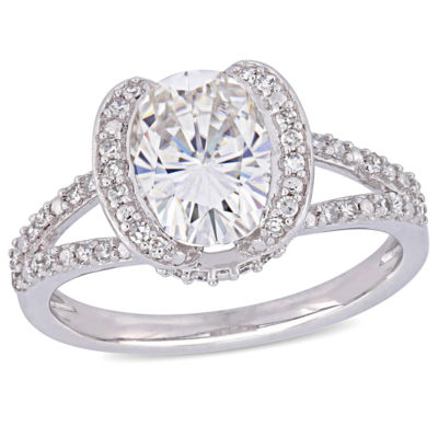 Womens 1/4 CT. T.W. White Moissanite 14K White Gold Engagement Ring