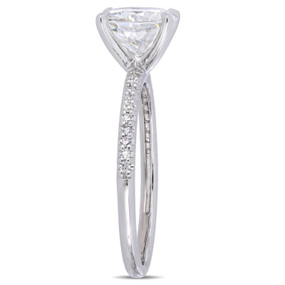 Womens 1/10 CT. T.W. White Moissanite 14K White Gold Engagement Ring