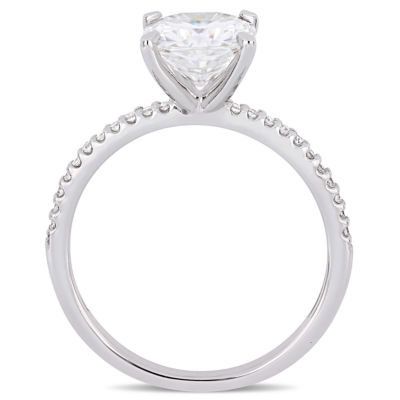 Womens 1/10 CT. T.W. White Moissanite 14K White Gold Engagement Ring