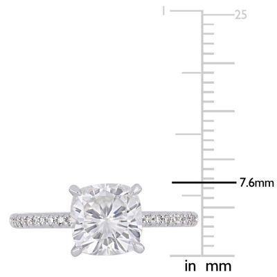 Womens 1/10 CT. T.W. White Moissanite 14K White Gold Engagement Ring