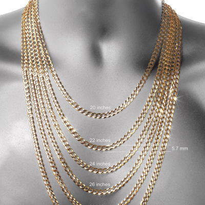 Mens 10K Yellow Gold 22" 7.5mm Hollow Figaro Chain Necklace