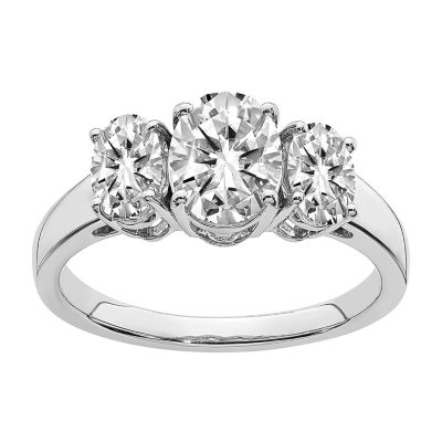 True Light Womens /3 CT. T.W. Lab Created White Moissanite 14K Gold 3-Stone Engagement Ring