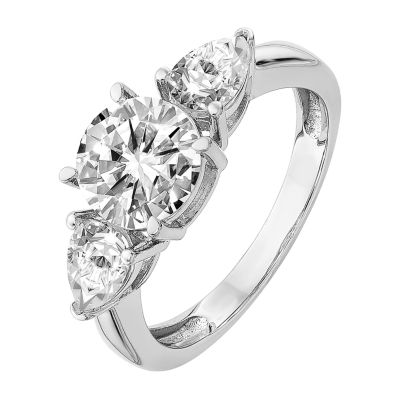 True Light Womens 3 / CT. T.W. Lab Created White Moissanite 14K Gold 3-Stone Engagement Ring