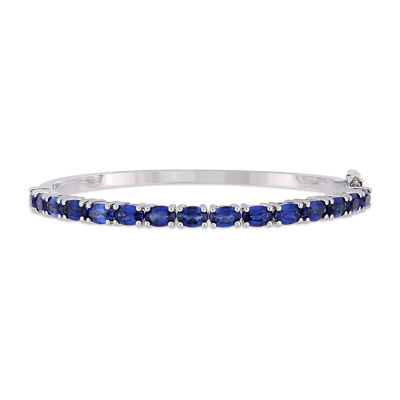 Womens Lab Created Blue Sapphire Sterling Silver Bangle Bracelet