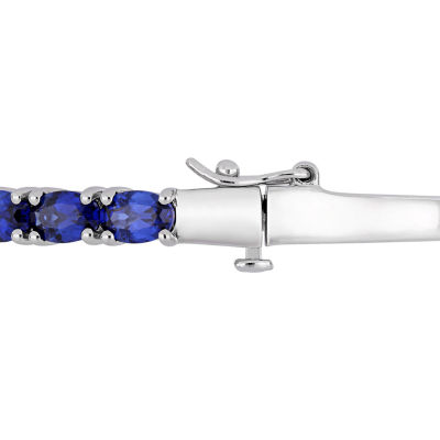Womens Lab Created Blue Sapphire Sterling Silver Bangle Bracelet