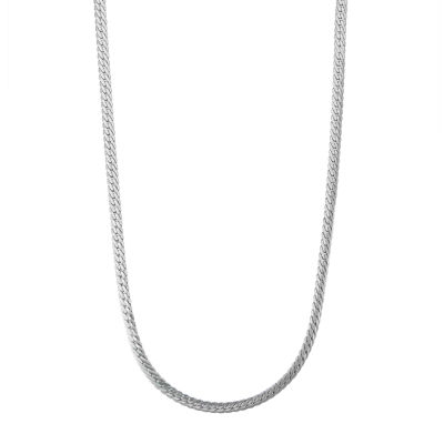 14K White Gold 18-24" 4mm Hollow Herringbone Chain Necklace