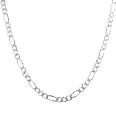 Made in Italy Sterling Silver Inch Solid Figaro Chain Necklace