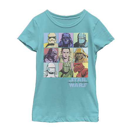 Girls Crew Neck Short Sleeve Regular Fit Star Wars Graphic T-Shirt, Large, Blue