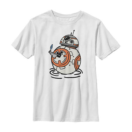 Little & Big Boys Crew Neck Short Sleeve Star Wars Graphic T-Shirt, X-small, White
