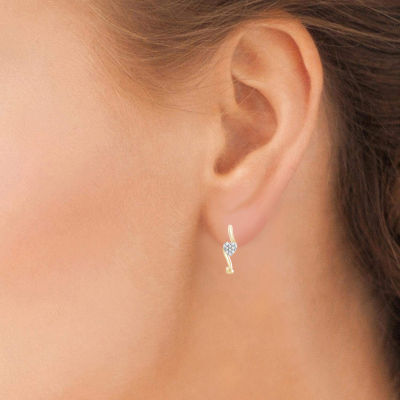 Diamond Accent Mined White Diamond 10K White Gold 12.4mm Hoop Earrings