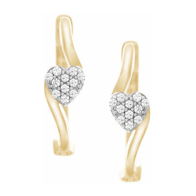 Diamond Accent Mined White Diamond 10K White Gold 12.4mm Hoop Earrings