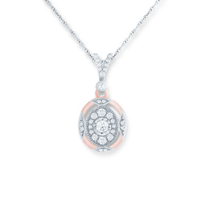 Womens 1/4 CT. T.W. Mined White Diamond 10K Rose Gold Pendant Necklace