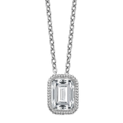 True Light Womens 1 1/ CT. T.W. Lab Created White Moissanite 14K White Gold Pendant Necklace