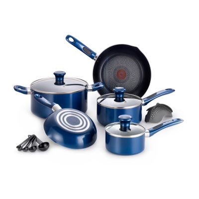 TFal Excite 14pc. Aluminum Dishwasher Safe NonStick Cookware Set, Color Blue JCPenney