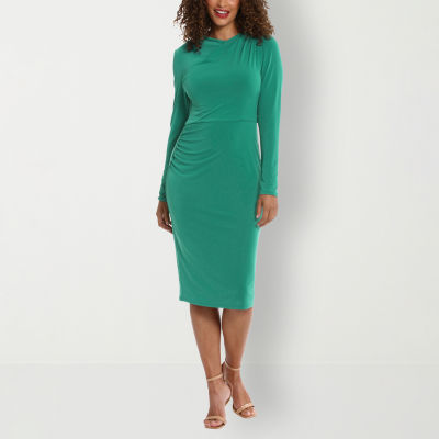 London Style Long Sleeve Sheath Dress, Color Apline Green JCPenney