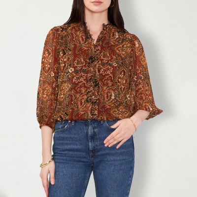 Sam And Jess Womens Long Sleeve Lined Blouse