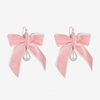 Bijoux Bar Gold Tone Simulated Pearl Bow Drop Earrings