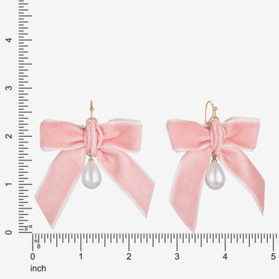 Bijoux Bar Gold Tone Simulated Pearl Bow Drop Earrings