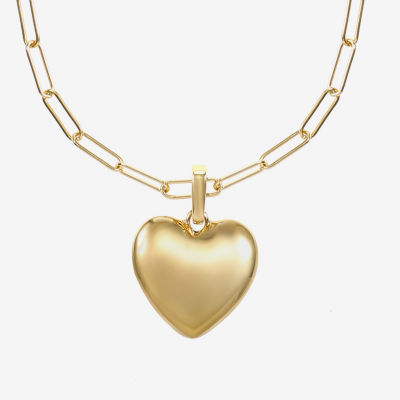 Bijoux Bar Gold Tone Womens Zinc Heart Pendant Necklaces