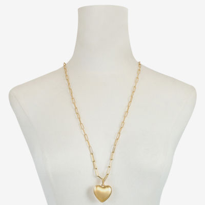 Bijoux Bar Gold Tone Womens Zinc Heart Pendant Necklaces