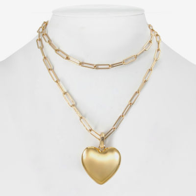 Bijoux Bar Gold Tone Womens Zinc Heart Pendant Necklaces