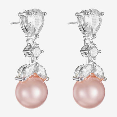Monet Jewelry Timeless Womens Simulated Pearl Hypoallergenic Drop Earrings