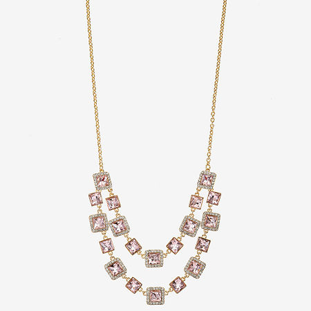 Monet Jewelry Layered Womens Pink Glass 18 Inch Strand Necklace