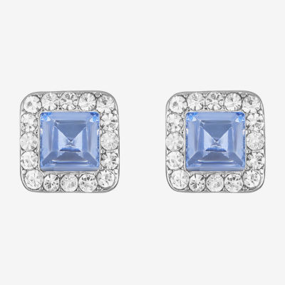 Monet Jewelry Pink Glass 10.5mm Square Stud Earrings