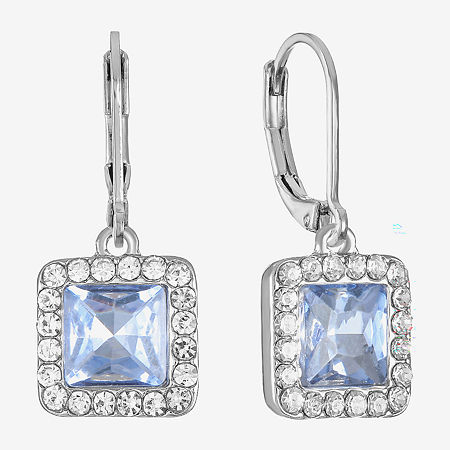 Monet Jewelry Glass Square Drop Earrings, One Size, Blue