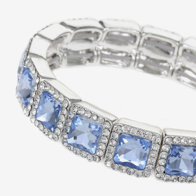 Monet Jewelry Womens Pink Glass Square Stretch Bracelet