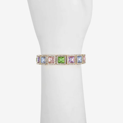 Monet Jewelry Womens Pink Glass Square Stretch Bracelet