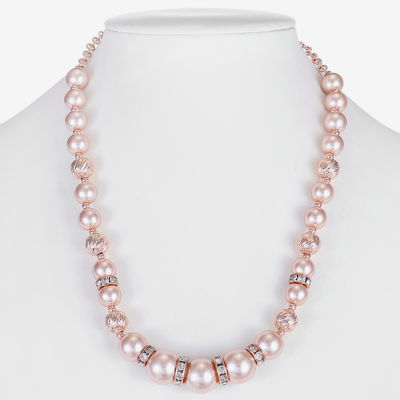 Monet Jewelry Rose Gold Womens Rose Tone 17 Inch Collar Necklace