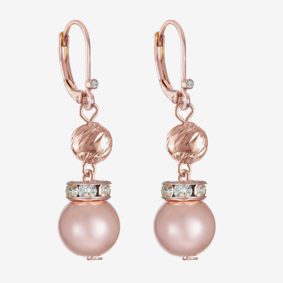 Monet Jewelry Rose Gold Glass Simulated Pearl Round Drop Earrings