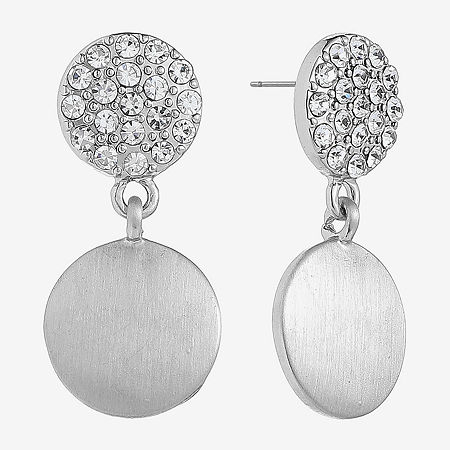 Liz Claiborne Glass Drop Earrings, One Size, Silver