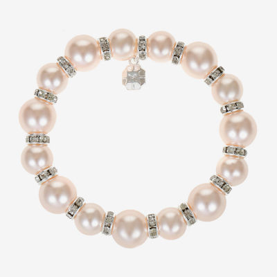 Monet Jewelry Glass Simulated Pearl Round Stretch Bracelet