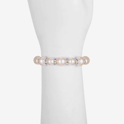 Monet Jewelry Timless Womens Glass Simulated Pearl Round Stretch Bracelet