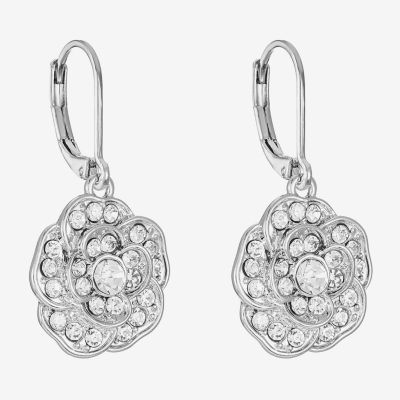 Monet Jewelry Timeless Rose Glass Flower Drop Earrings