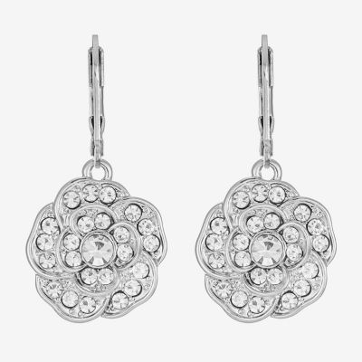 Monet Jewelry Timeless Rose Glass Flower Drop Earrings