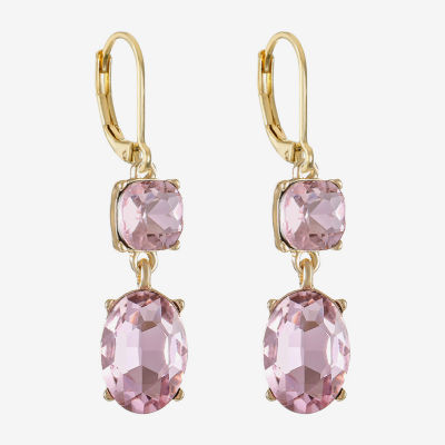 Monet Jewelry Double Womens Glass Oval Cushion Drop Earrings